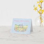 Carte Cute Little Cottage Maison en Fleurs Anniversaire (Fleur jaune)