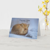 Carte Cute Little Fox Curling Up Winter Photo Merci (Fleur jaune)