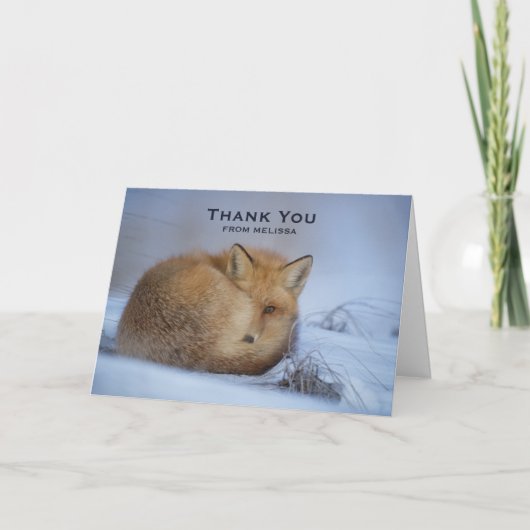Carte Cute Little Fox Curling Up Winter Photo Merci (Devant)