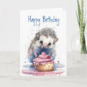 Carte Cute Little Hérisson avec gâteau - N'importe quel  (Devant)