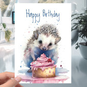 Carte Cute Little Hérisson avec gâteau - N'importe quel 
