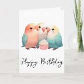 Carte Cute Little Lovebirds Cupcake Anniversaire (Devant)
