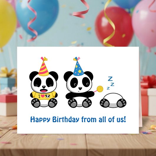 Carte Cute Little Pandas on White Birthday from All
