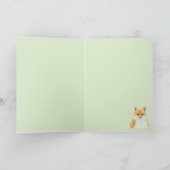 Carte Cute Little Red Fox - transparent sur vert. (Intérieur)