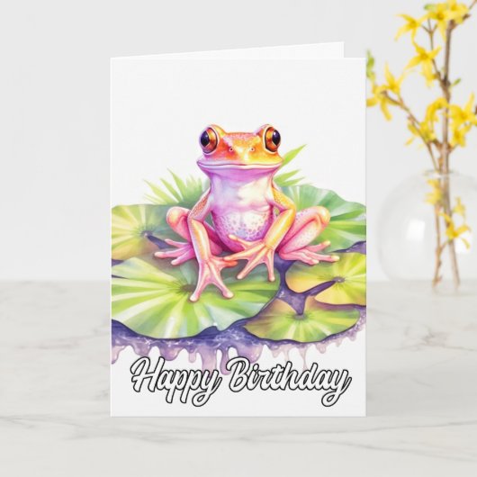 Carte Cute Little Repose Froggie (Fleur jaune)