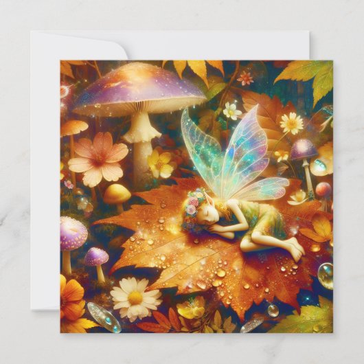 Carte Cute Little Whimsical Fairy Sleeping Blond (Devant)