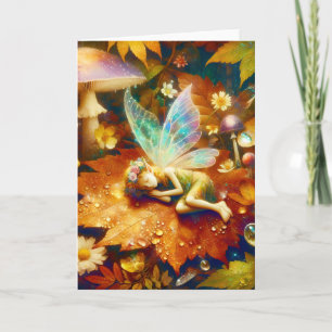 Carte Cute Little Whimsical Fairy Sleeping Blond