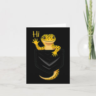 Carte Cute Lizard Reptile Gecko Salutation Hi Pocket cad