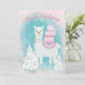 Carte Cute Llama avec cadeaux de Noël (Debout devant)