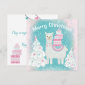 Carte Cute Llama avec cadeaux de Noël (Devant / Derrière)