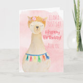 Carte Cute Llama Girly Rose Personnalisé Anniversaire (Devant)