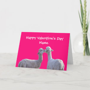 Carte Cute Llama Kiss Pink Valentine's Day