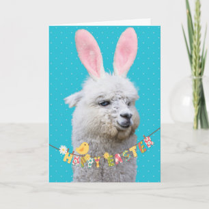 Carte Cute Llama Lapin de Pâques Llamané Pâques