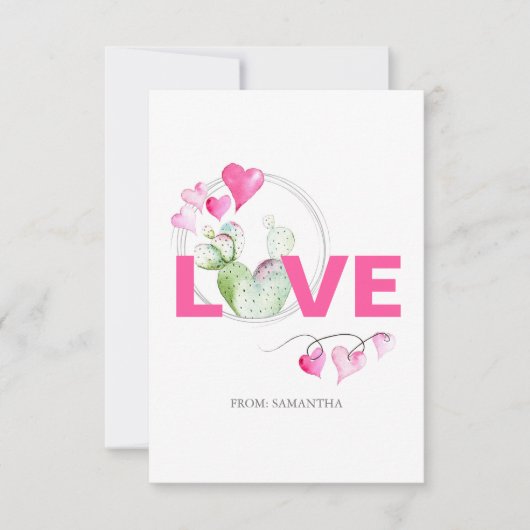 Carte Cute Lote et Cactus Enfants Classroom Valentine Ca (Devant)