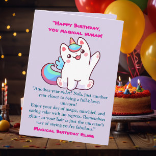Carte Cute Magical Funny Unicorn Anniversaire de enfant 