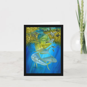Carte Cute Mahi Mahi Pêche Thon De Poisson Et Tortue