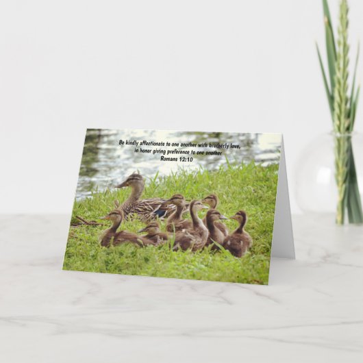 Carte Cute Mama Canard et Canettes Bible Verse Card (Devant)