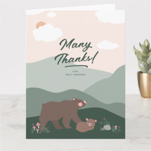 Carte Cute Mama et Baby Bear Mountain Range Merci