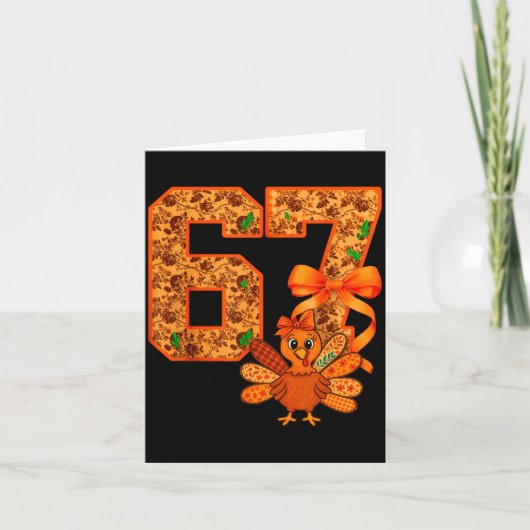 Carte Cute Meme 67 Coquette Bow Turkey Thanksgiving Aest (Devant)