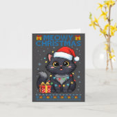 Carte Cute Meowy Christmas Cat – Kawaii Holiday Kitty Te (Fleur jaune)