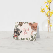 Carte Cute Merci des animaux de bois (Fleur jaune)