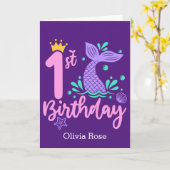 Carte Cute Mermaid 1er anniversaire (Fleur jaune)
