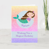 Carte Cute Mermaid Rainbow Glitter Personalized (Devant)