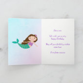 Carte Cute Mermaid Rainbow Glitter Personalized (Intérieur)