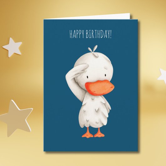 Carte Cute Military Duck Saluting Birthday