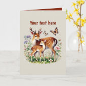 Carte Cute Mom bébé cerf personnalisable (Fleur jaune)