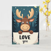 Carte Cute Moose Forest Love You Card (Fleur jaune)