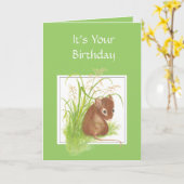 Carte Cute Mouse, Ami d'Anniversaire (Fleur jaune)