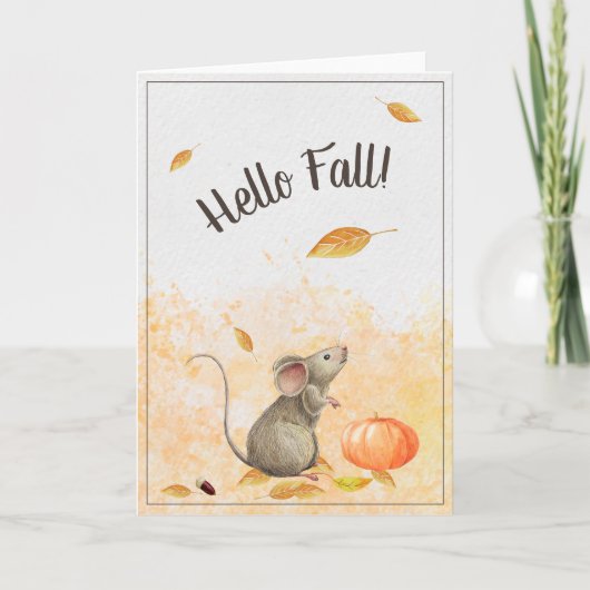 Carte Cute Mouse Bonjour Automne (Devant)