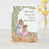 Carte Cute Mouse Good Luck New School for Sister (Fleur jaune)
