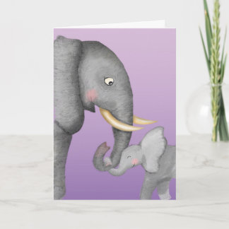 Carte Cute mum and baby elephant Mothering Sunday card