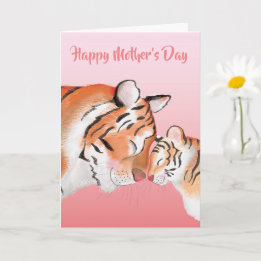 Carte Cute mum and baby tiger Mother's Day card
