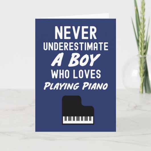 Carte Cute Navy Blue Pianist Cards For Baby Boys Piano (Devant)