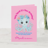 Carte Cute Ocean Floral Octopus Girly Anniversaire de en (Devant)