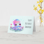 Carte Cute Octopus Sea Creatday (Fleur jaune)