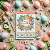 Carte Cute Oeuf de Pâques Pastel Floral Wreath Custom