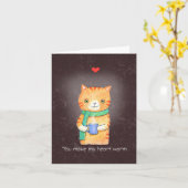 Carte Cute Orange Tabby Café Café Lover Valentine (Fleur jaune)