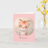 Carte Cute Orange Tabby Chat Kitten On Vous Manque Bien (Fleur jaune)