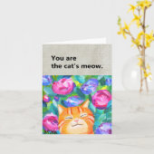 Carte Cute Orange Tabby Chat Tu es Meow Love du chat (Fleur jaune)