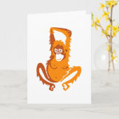 Carte Cute ORANGUTAN -Conservation - Faune -Ape (Fleur jaune)