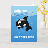 Carte Cute Orca Get WHALE (Eh Bien) Bientôt (Fleur jaune)