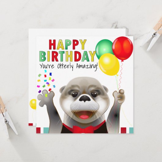Carte Cute Otter à Tuxedo | Joyeux anniversaire (Devant/Arrière en situation)