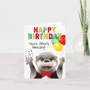 Carte Cute Otter à Tuxedo Joyeux anniversaire