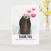 Carte Cute Otter avec Merci de coeur (Fleur jaune)