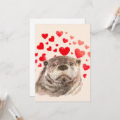 Carte Cute Otter Coeurs Envoi Amour Animal (Devant/Arrière en situation)