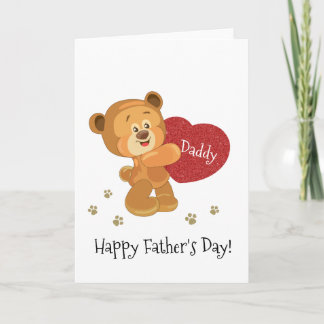 Carte Cute ours en peluche avec Fête des pères joyeuse a